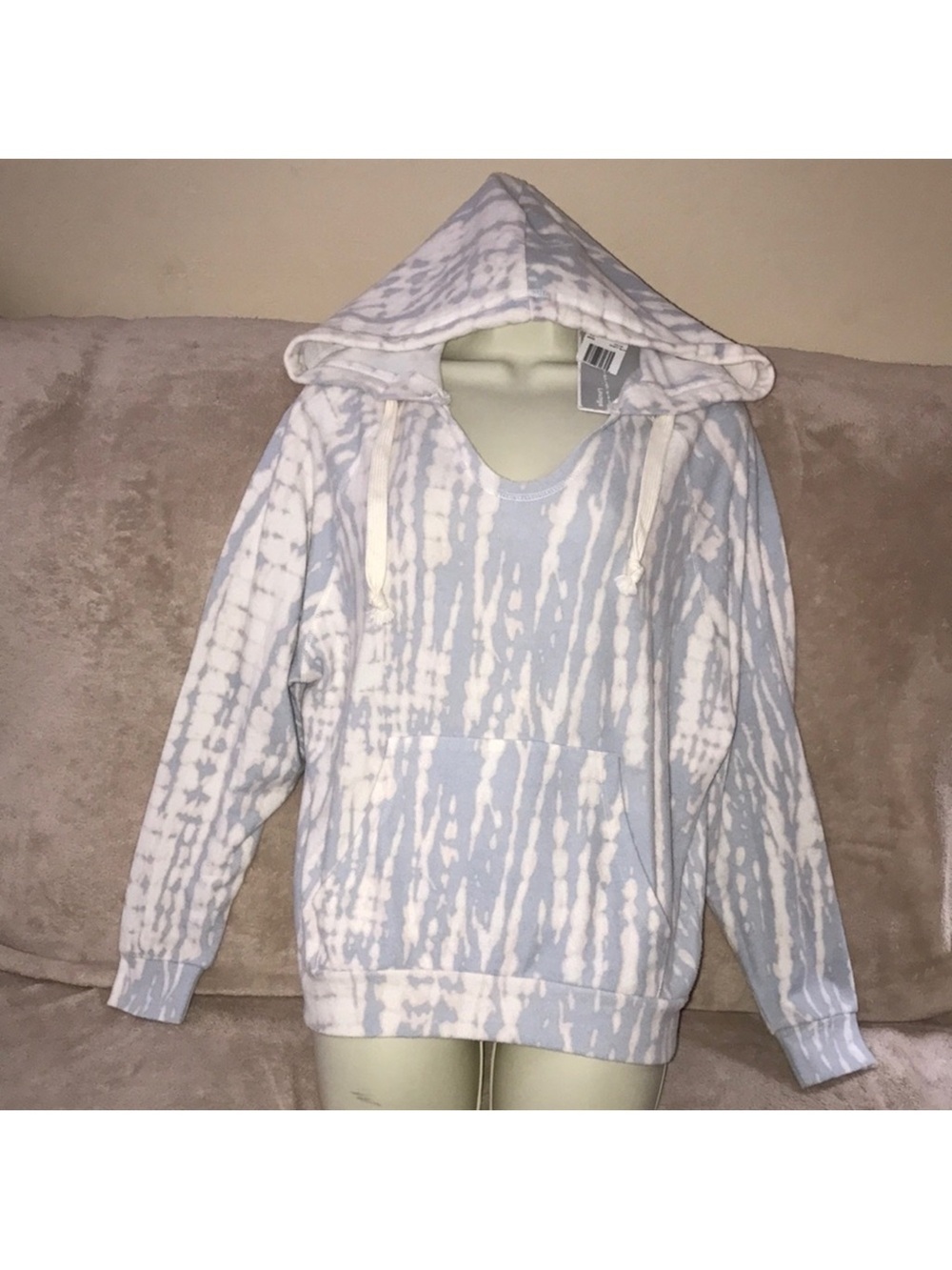 Vintage Havana medium Dusty Blue pink and White Tie-Dye Hooded Sweater New SOFT